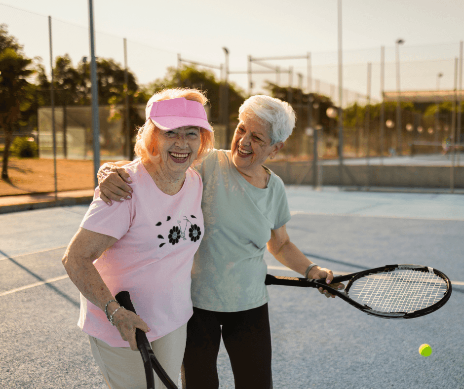 seniors playing tennis