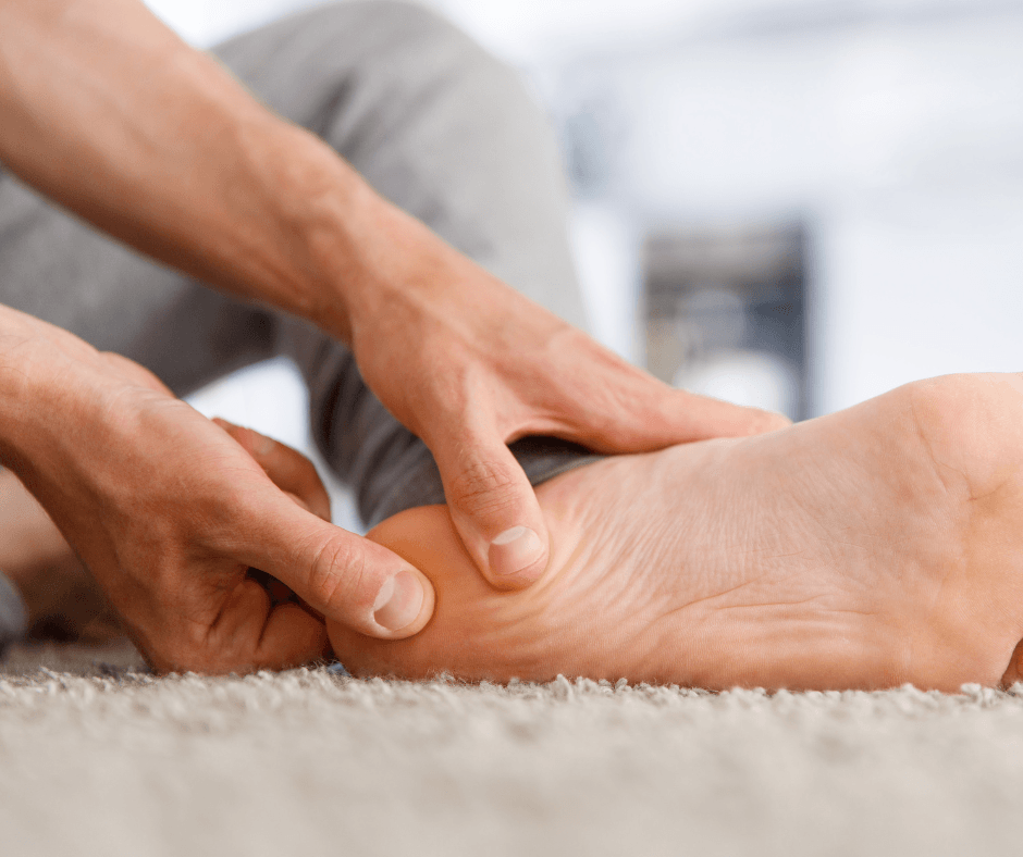 massaging bottom of foot