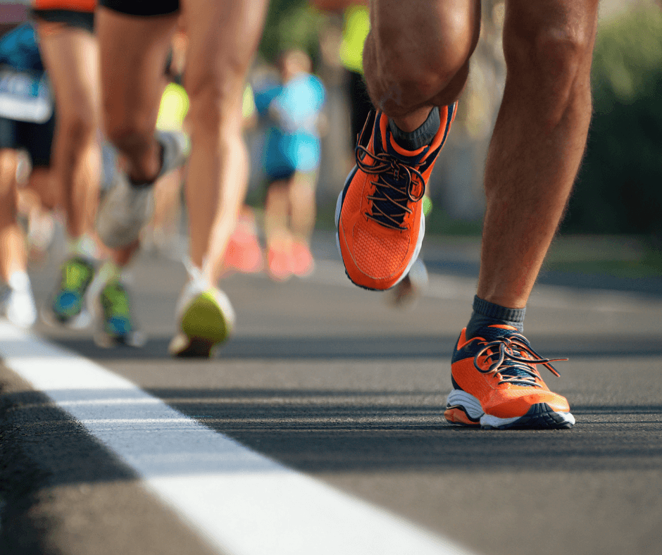 feet running in a marathon